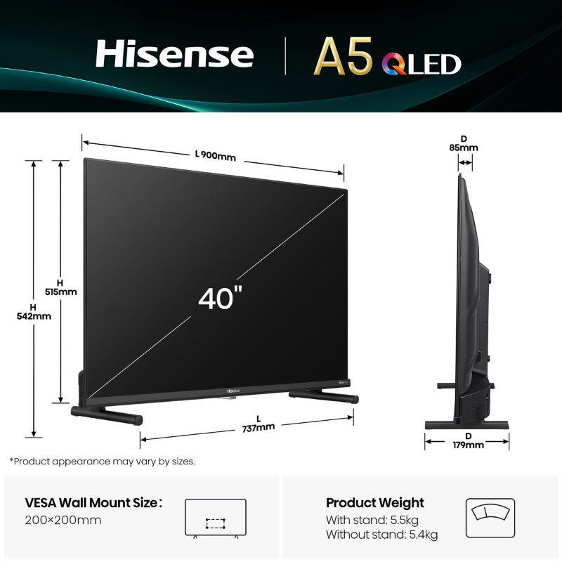 Hisense 40" A5Q Full HD QLED TV (8038174785625)
