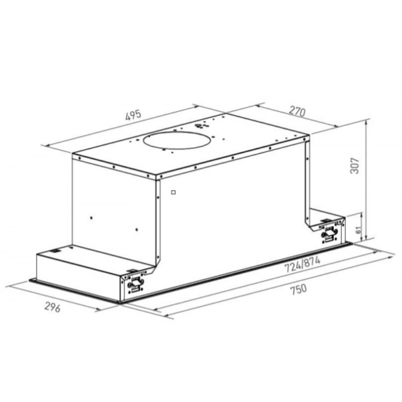 Falco 90cm Fully Integrated Black Glass Extractor FAL-90-BIG-B.