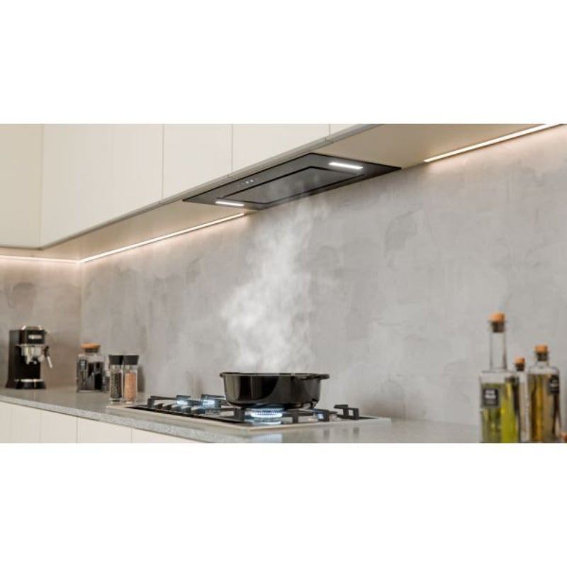 Falco 90cm Fully Integrated Black Glass Extractor FAL-90-BIG-B.