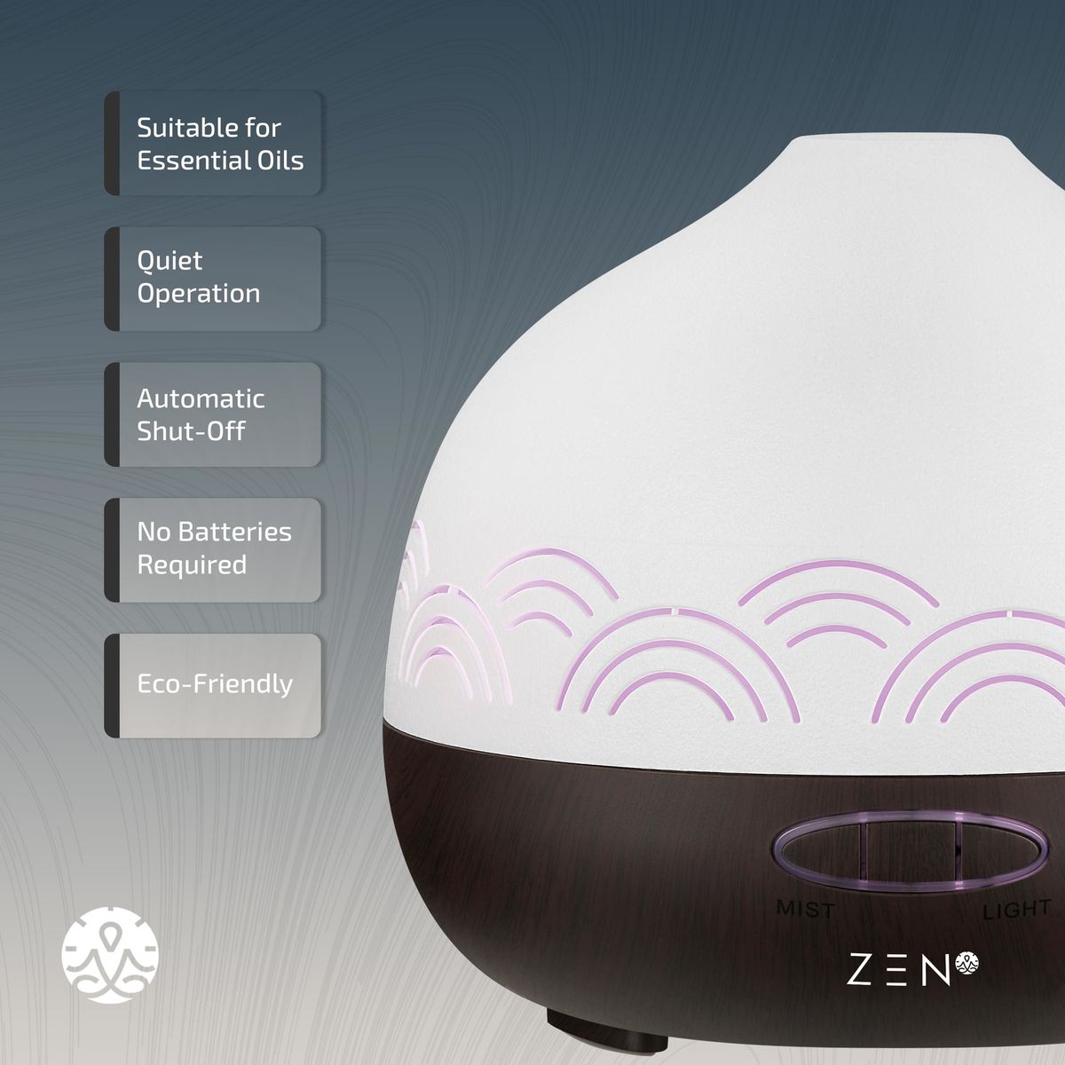 Zen Iridian Series Ultrasonic Diffuser Dark Wood ZN-4006-DW