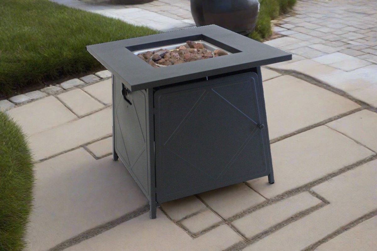 Alva Firetable Outdoor Gas Heater With Lava Rocks and Lid GFT005.