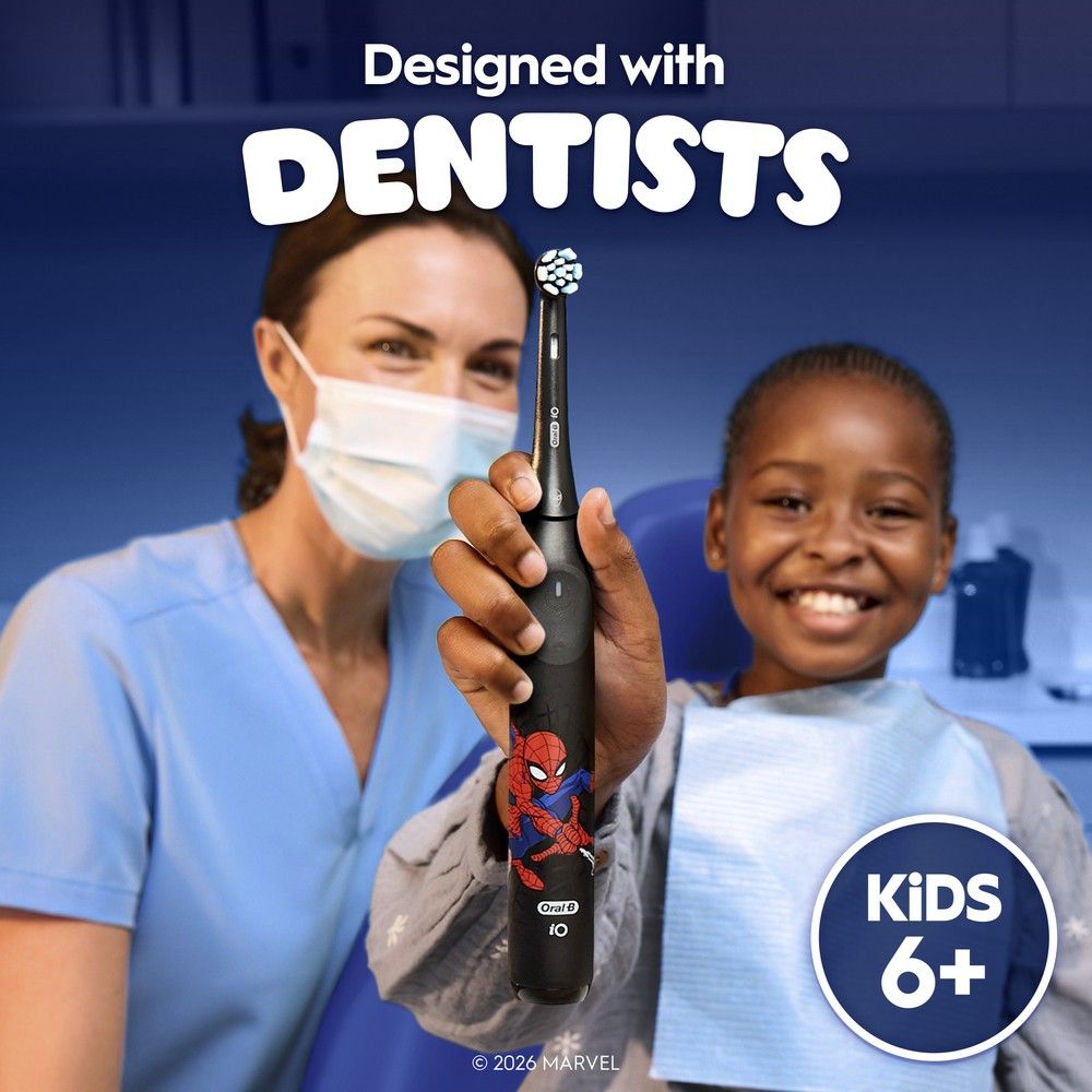 Oral-B iO Kids Spiderman Replacement Brush Head 2 Pack Black.