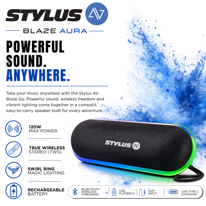 Stylus AV Blaze Aura Portable Bluetooth Speaker.