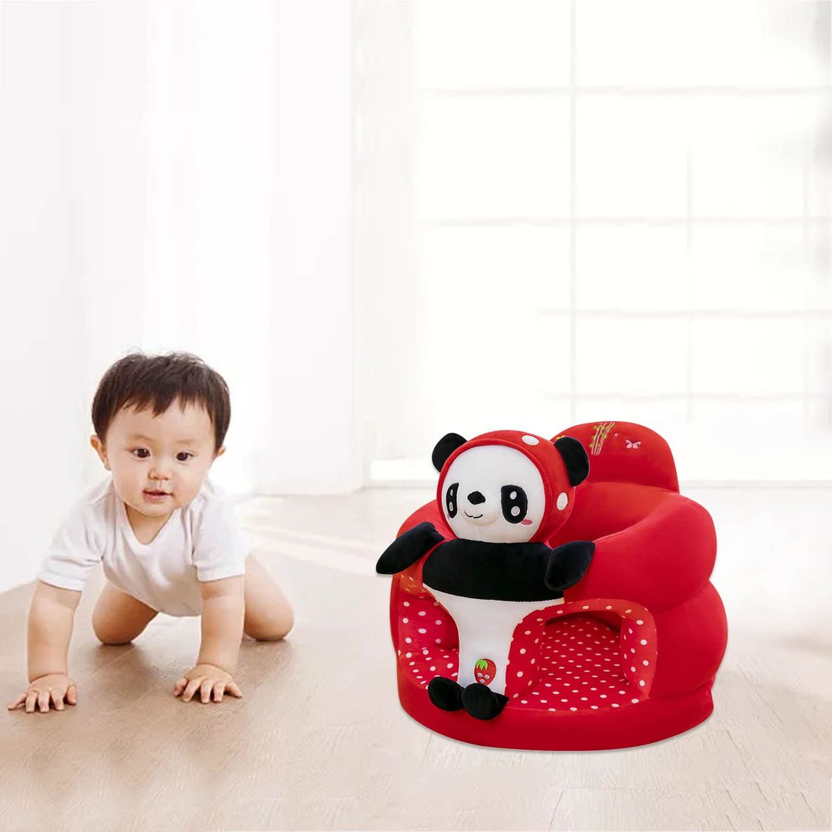 Baby Learning To Sit On Sofa Child Sofa Red