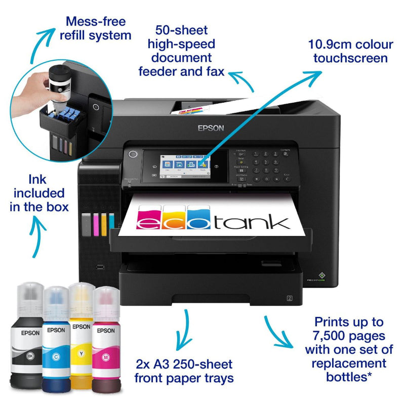 Epson L15160 EcoTank, A3, 4 in 1, Wi-Fi, ADF Double Sided Printing, Printer.
