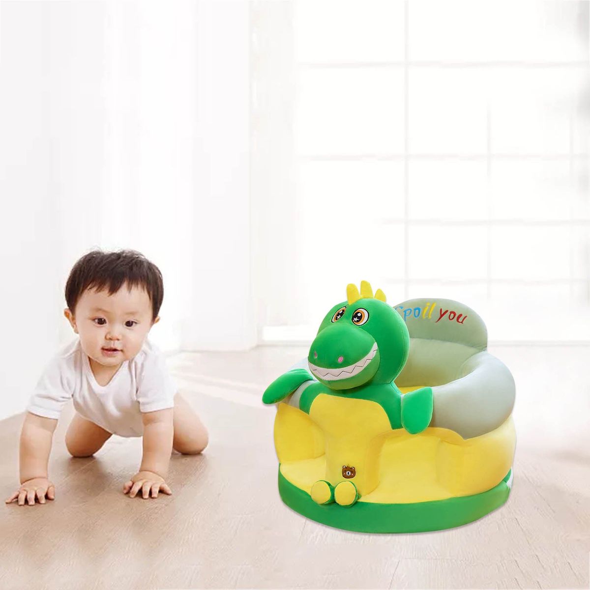 Baby Learning To Sit On Sofa Child Sofa Green/Yellow
