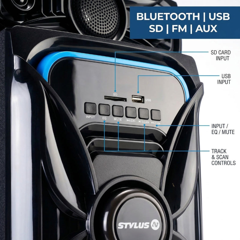 Stylus AV Blizzard 3.1 Speaker System - 700W Max Power, Bluetooth & FM STA-045.