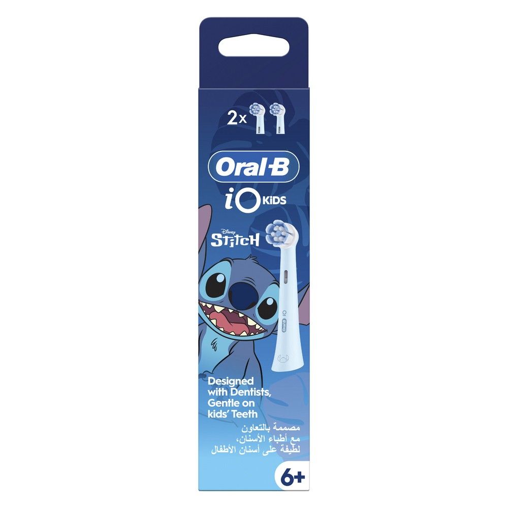 Oral-B iO Kids Disney Stitch Replacement Brush Head 2 Pack Blue