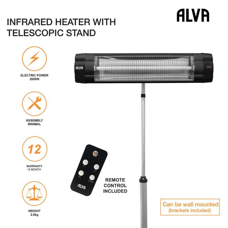 Alva Electric Infrared Heater W/Telescopic Stand EHP650.