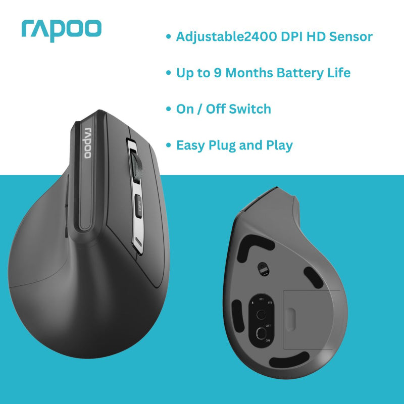 Rapoo EV310M Ergonomic Multimode Wireless Mouse.