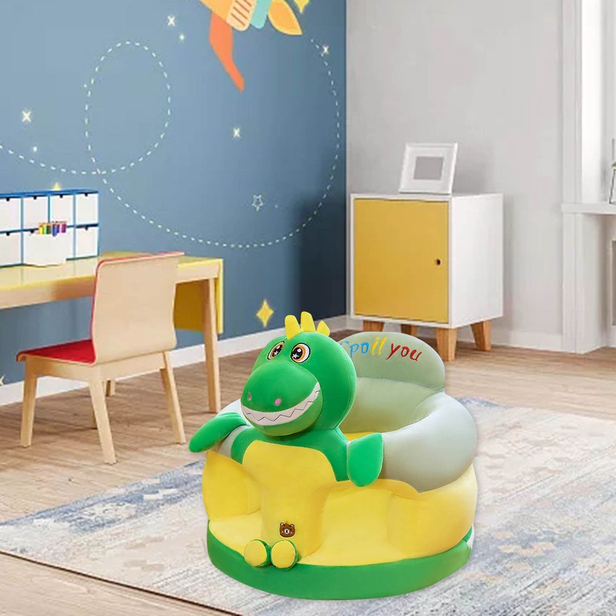 Baby Learning To Sit On Sofa Child Sofa Green/Yellow