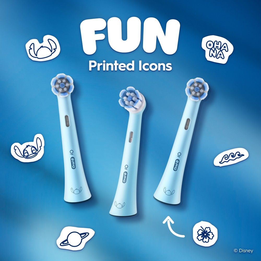 Oral-B iO Kids Disney Stitch Replacement Brush Head 2 Pack Blue