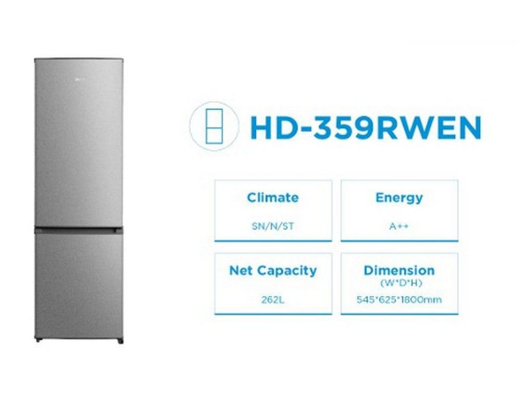 Midea Bottom Mount Fridge Freezer 262L Silver -Frost Free HD-359RWEN