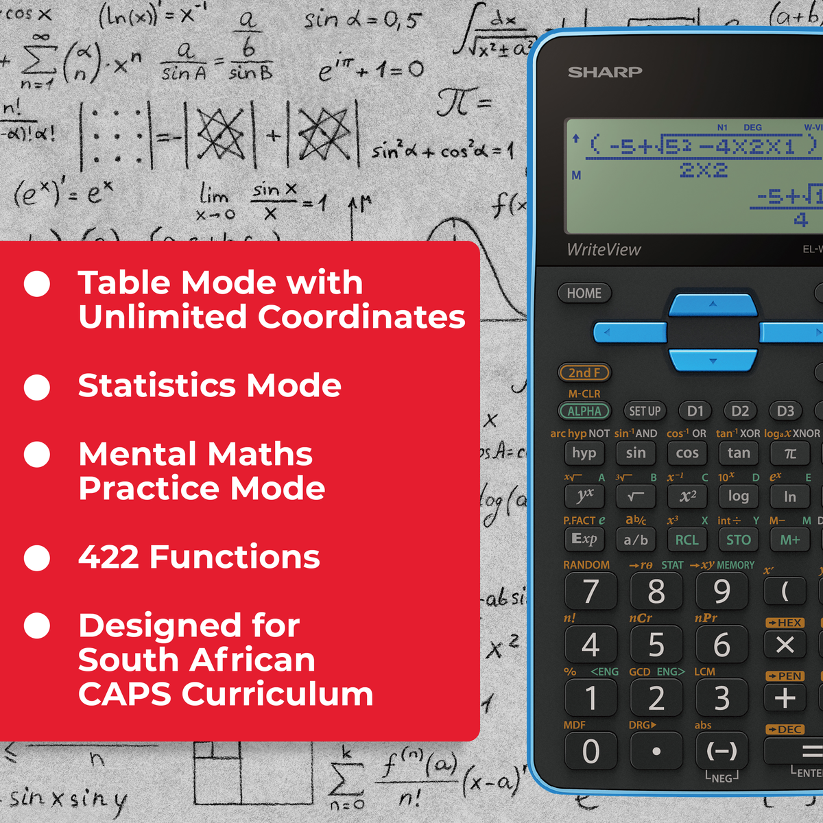 Sharp Writeview Scientific Calculator Blue EL-W535SA