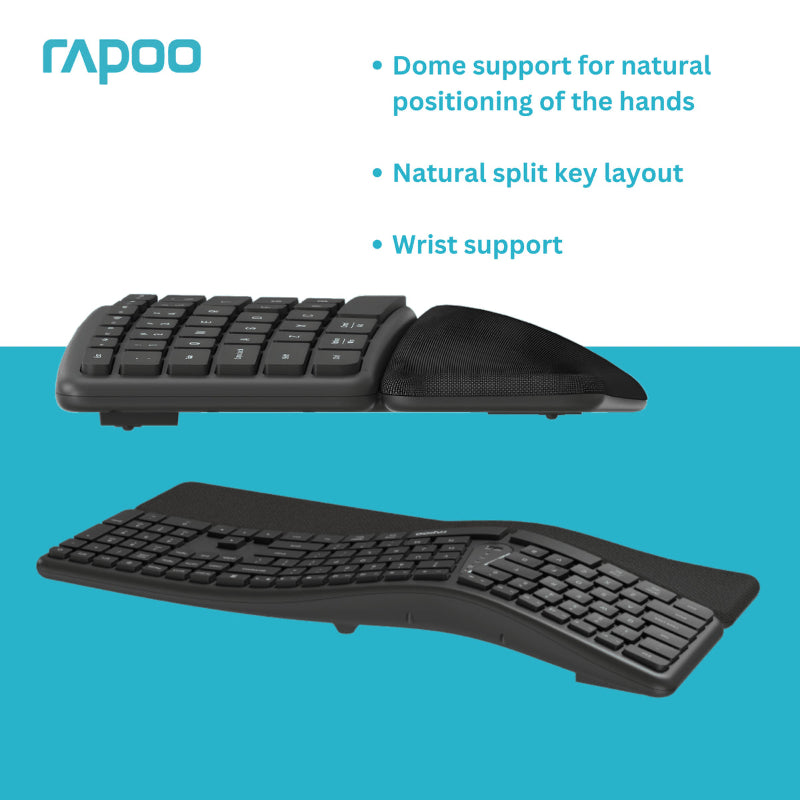 Rapoo 8810ME Ergonomic Multimode Wireless Keyboard and Mouse Combo.