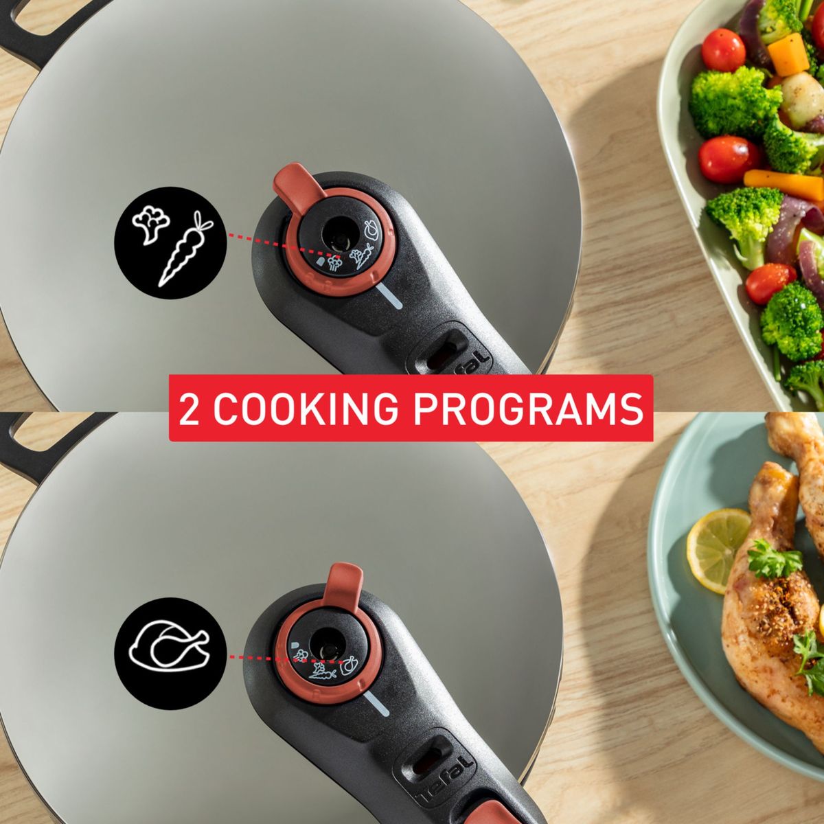 Tefal Manual Pressure Cooker 6L With Ingenio Cookware Set P2580708