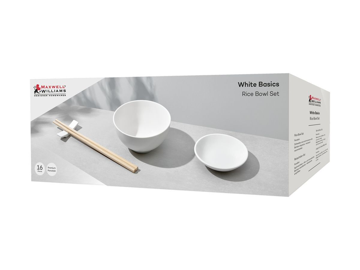 Maxwell & Williams White Basics Rice Bowl Set 16 Piece AW0818