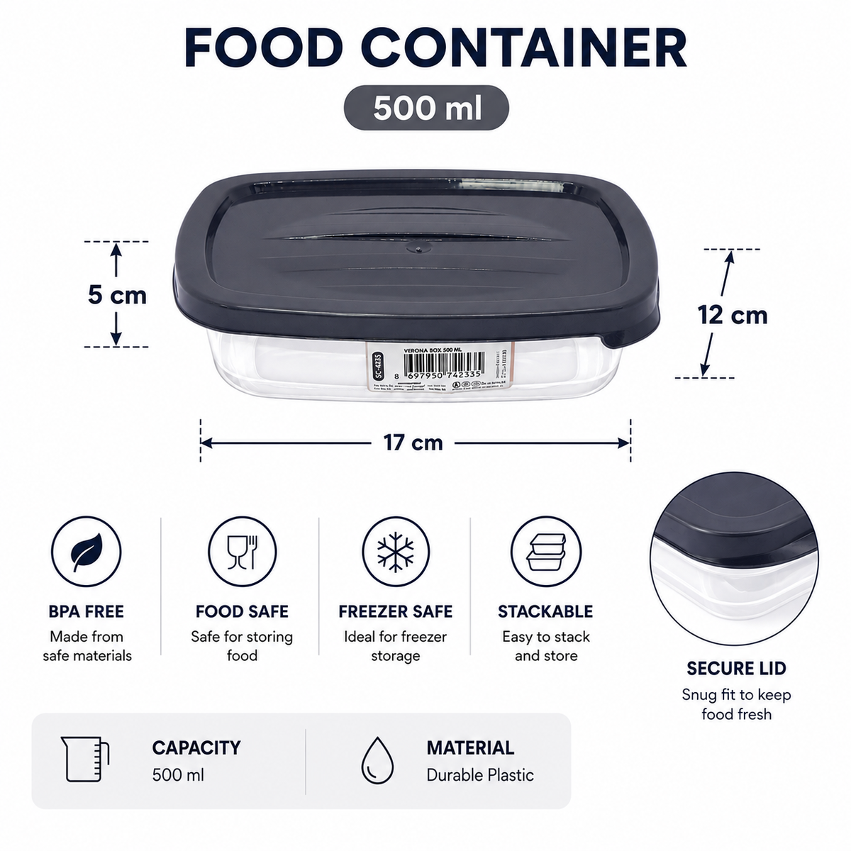 Sunplast Verona Food Storage Containers 500ml SC-4253
