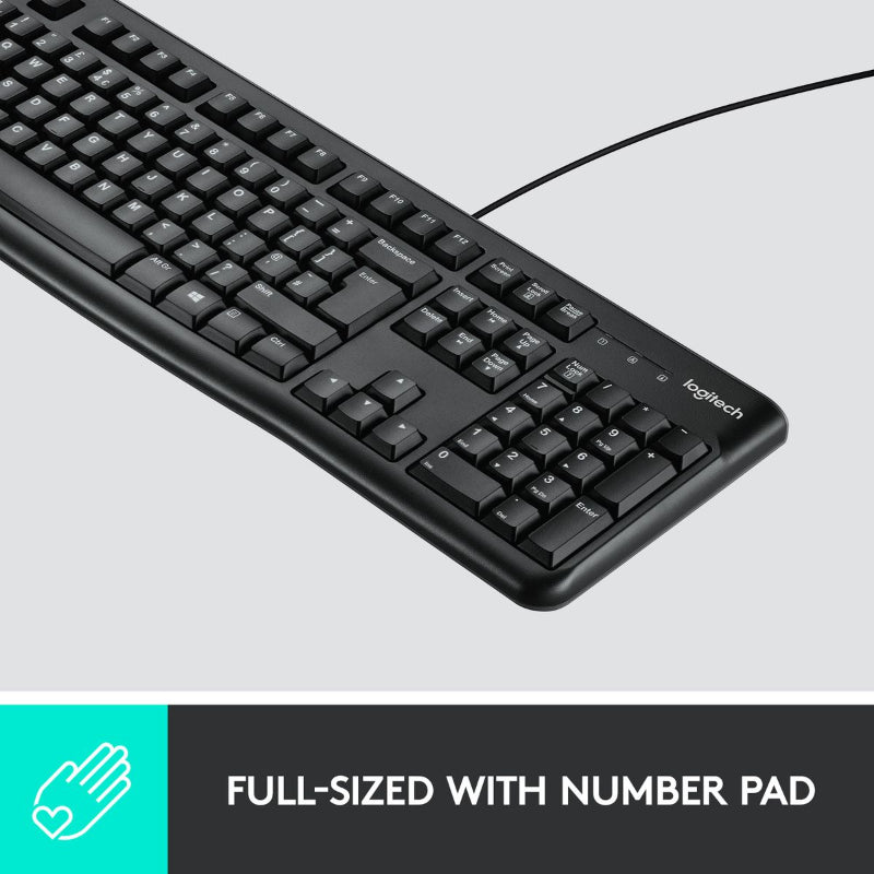Logitech MK120 Wired Keyboard and Mouse - Black.