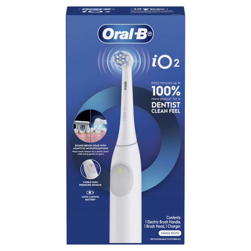 Oral-B iO Series 2, Rechargeable Electric Toothbrush, Simple White.