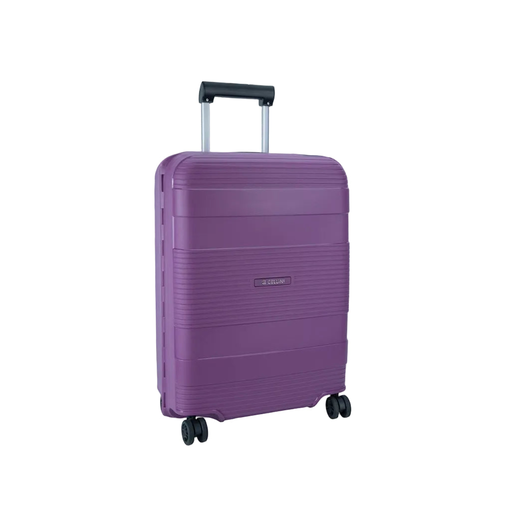 Cellini Safetech Zipperless Lock Medium 4 Wheel Trolley Case-Plum 80965.