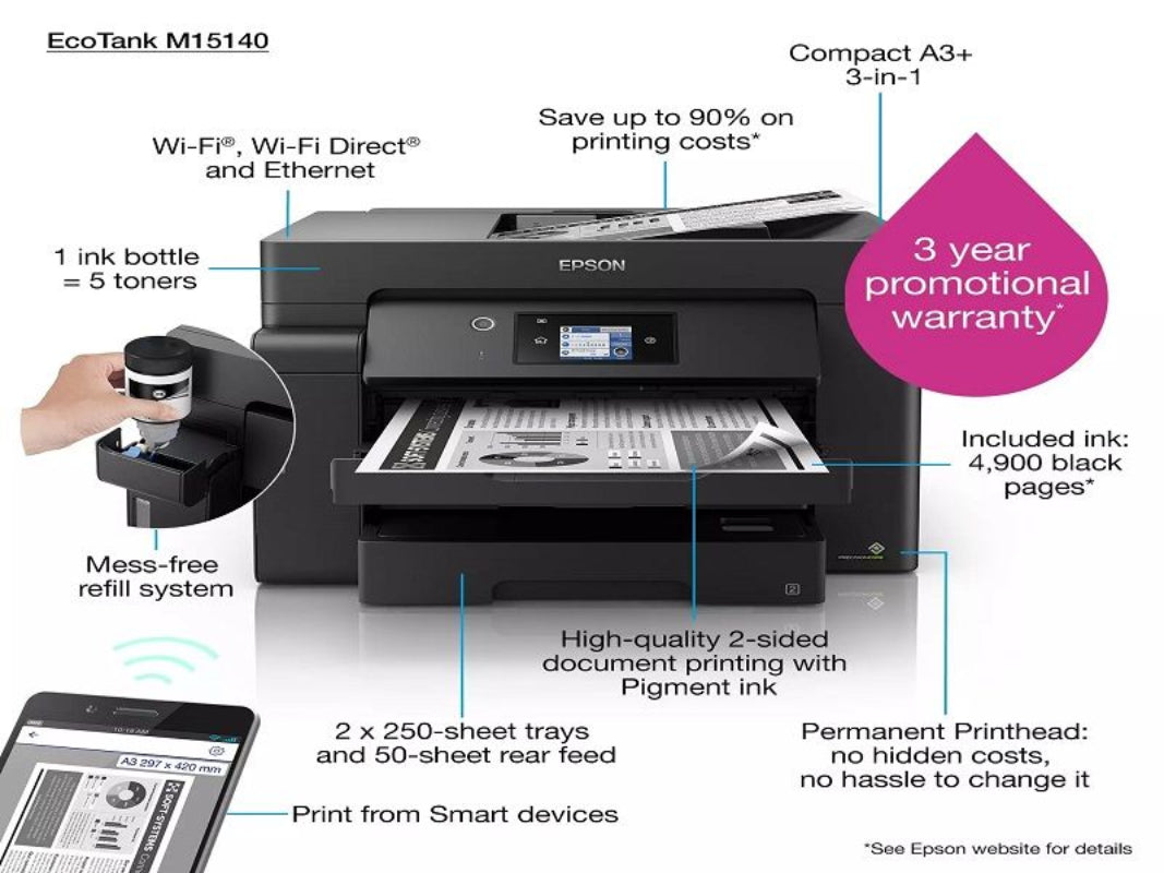 EPSON EcoTank M15140 A3 Multifunction Mono Laser Printer
