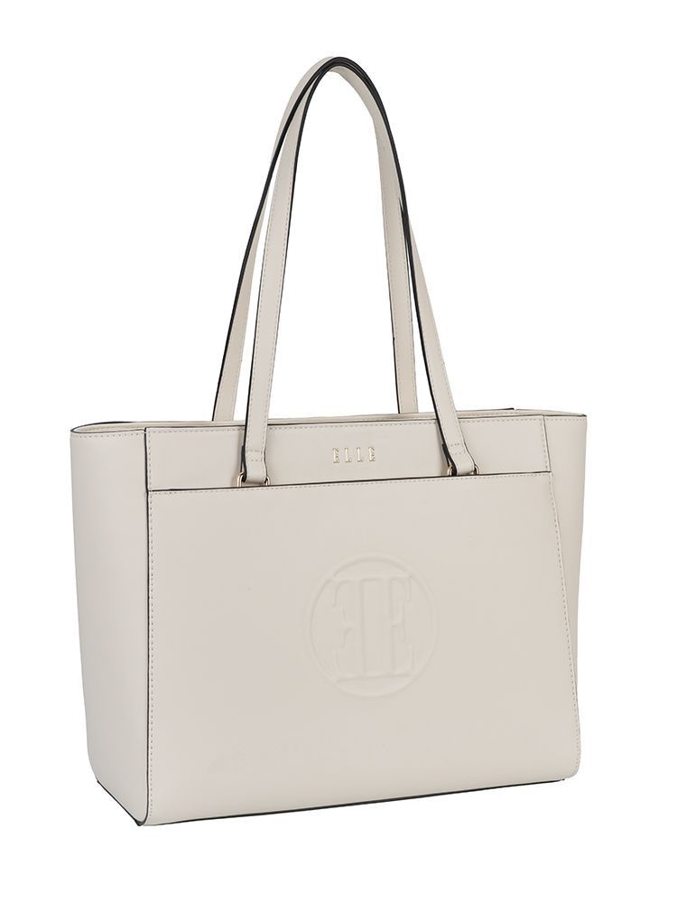 Elle  Embossed Tote Handbag Cream EL100101.