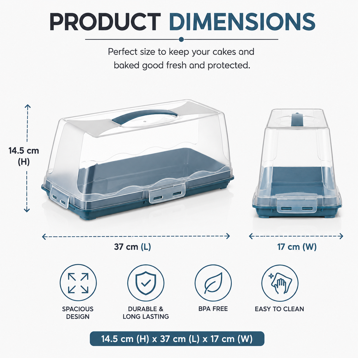 Sun Plast Baton Transparent Cake Box With Secure Lid - SC-405