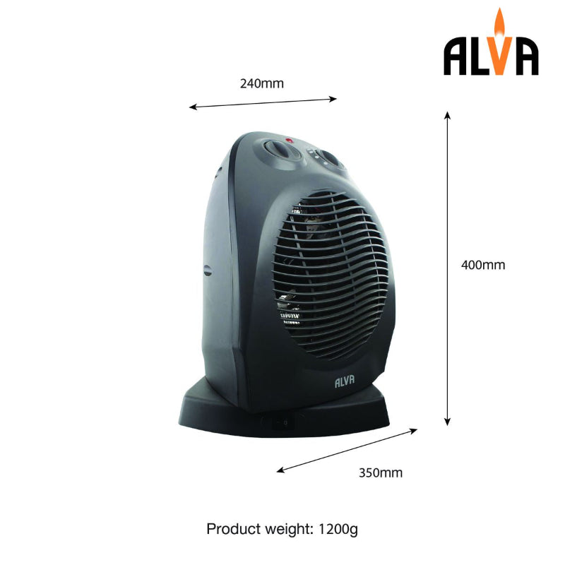 ALVA Electric Fan Heater With Oscillation EIH504 2000W Black.