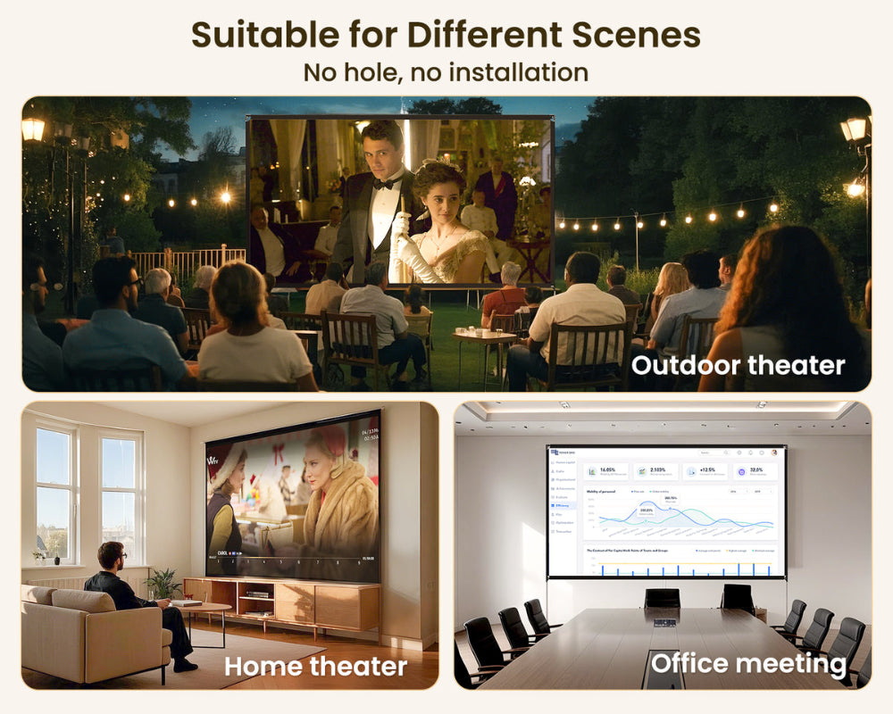 Etoe 120 inch portable projector screen 4k 16:9 with stand and carry bag CE-120W