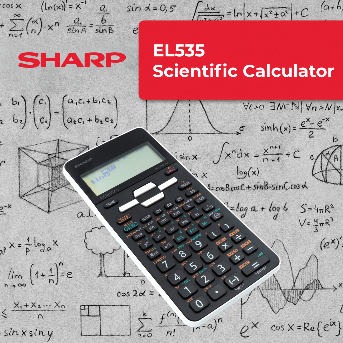 Sharp White Writeview Scientific Calculator EL-W535SAB-WH
