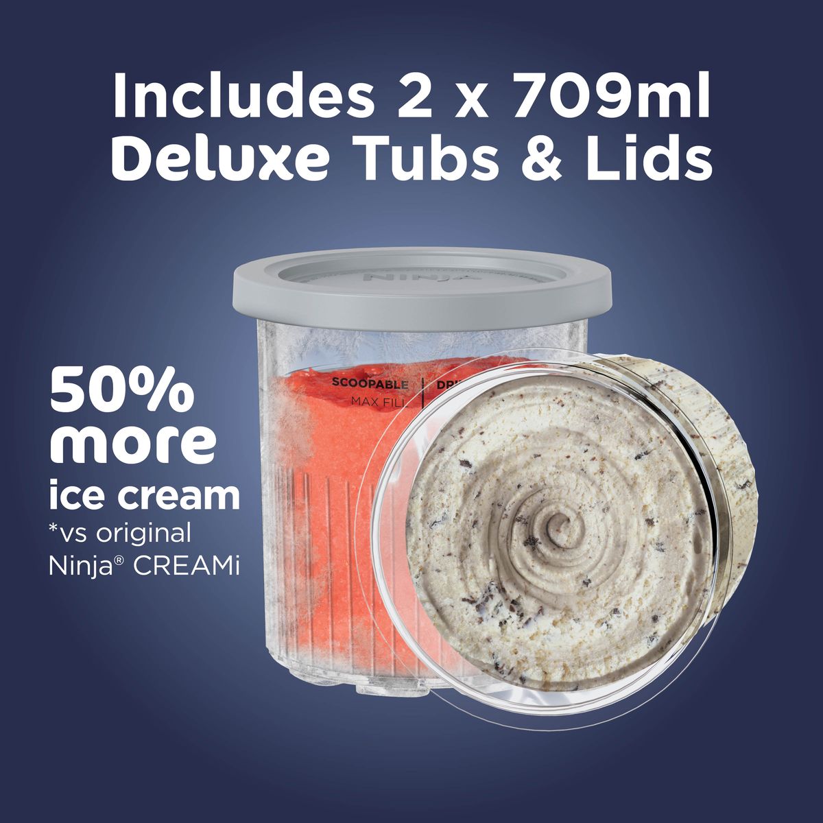 Ninja Creami Deluxe (NC502) Original Ice Cream Maker Dessert Tubs Set of 2 XSKPNTLD2EUUK