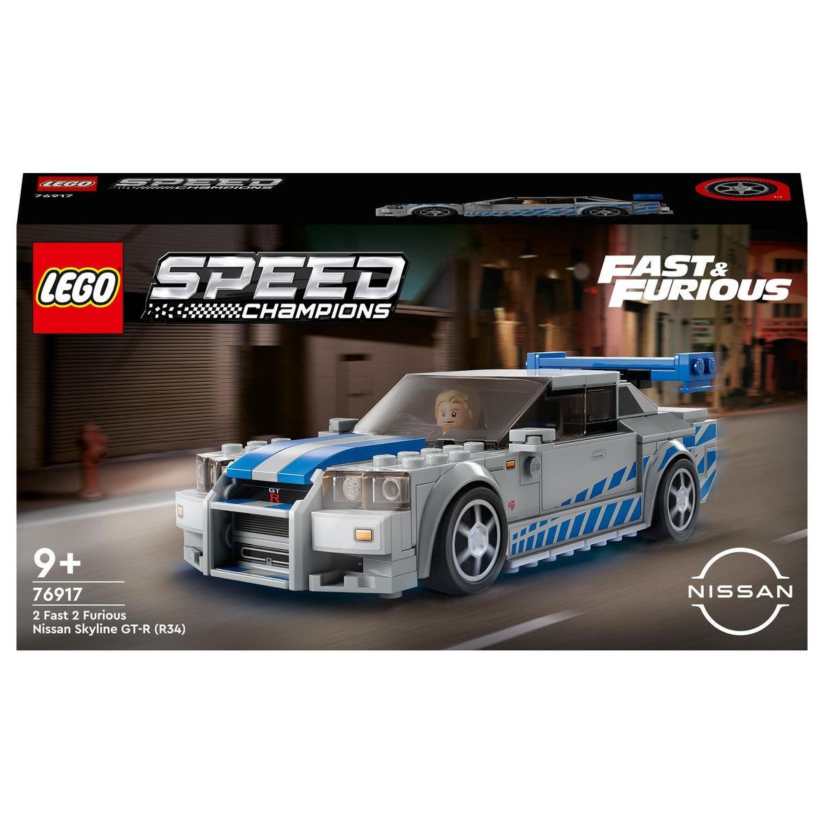 LEGO® Speed Champions 2 Fast 2 Furious Nissan Skyline GT-R (R34) Building Toy Cars (319 Pieces) 76917