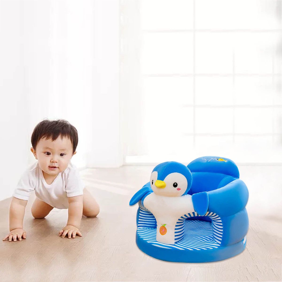 Baby Learning To Sit On Sofa Child Sofa Blue