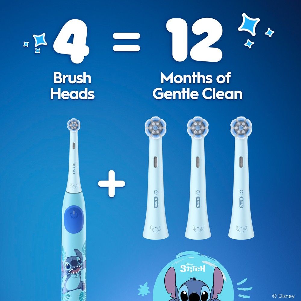 Oral-B iO Kids Disney Stitch Replacement Brush Head 2 Pack Blue