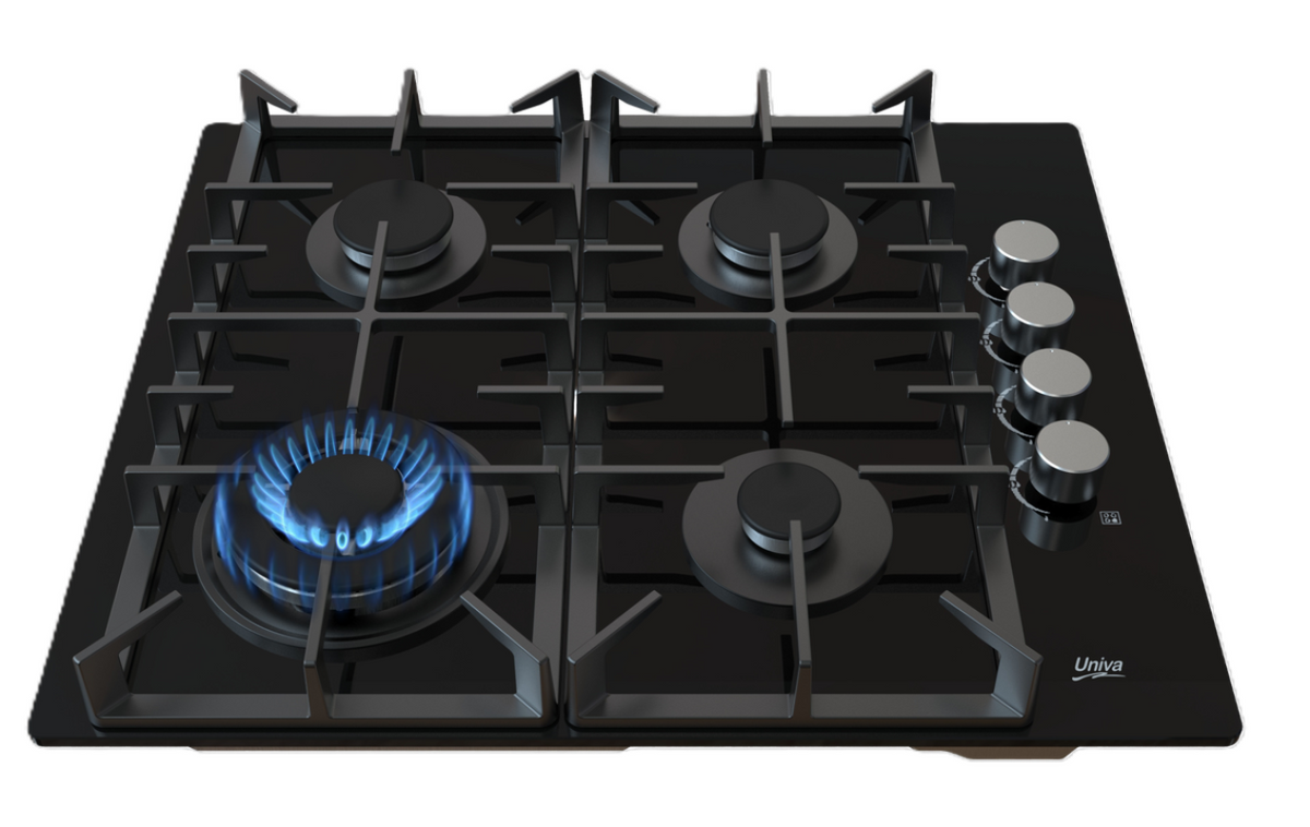 Univa 4 Burner Ceran Gas Hob with Battery Ignition - UGH640G.