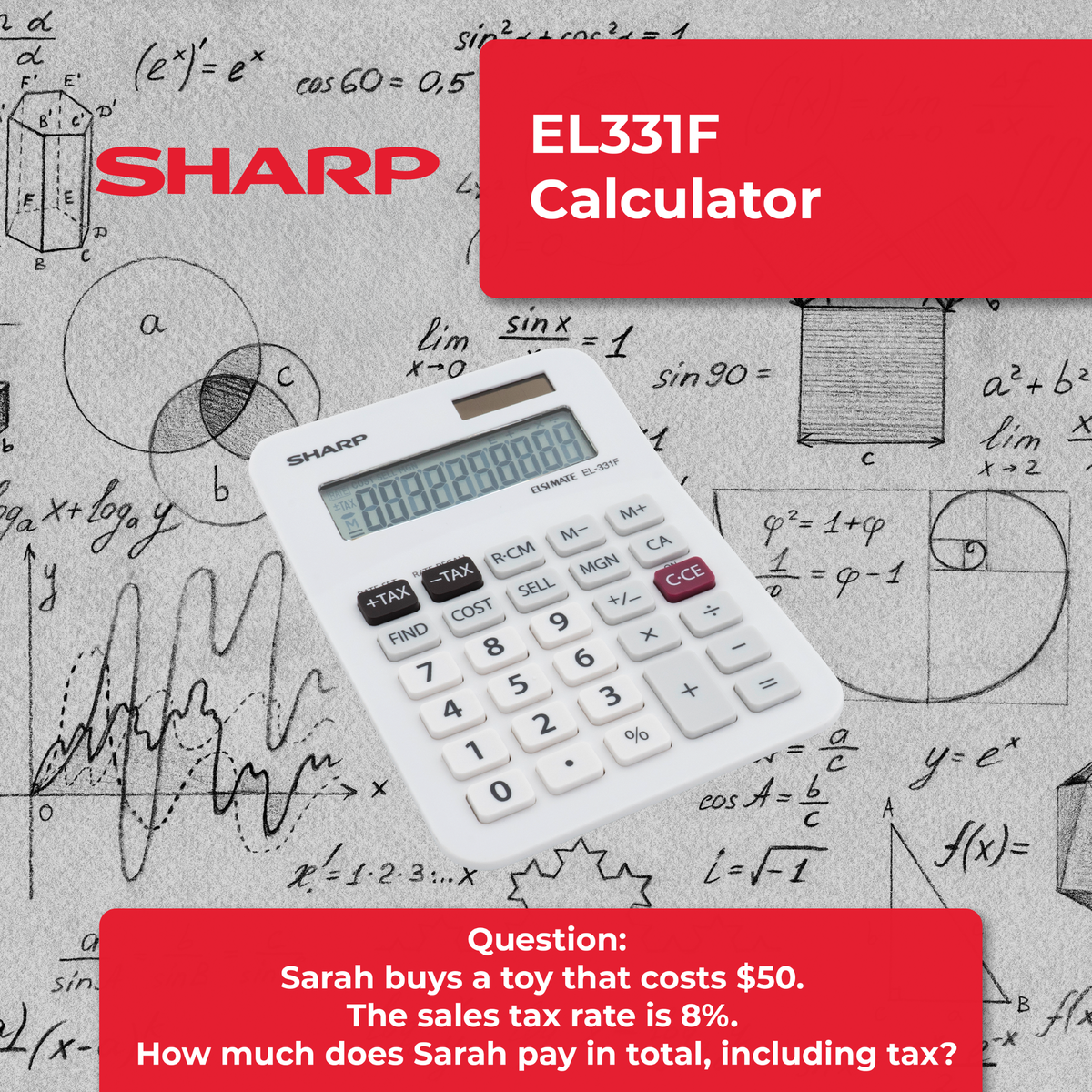 Sharp Mini Desktop Twin Power Calculator 10 Digit EL331FB