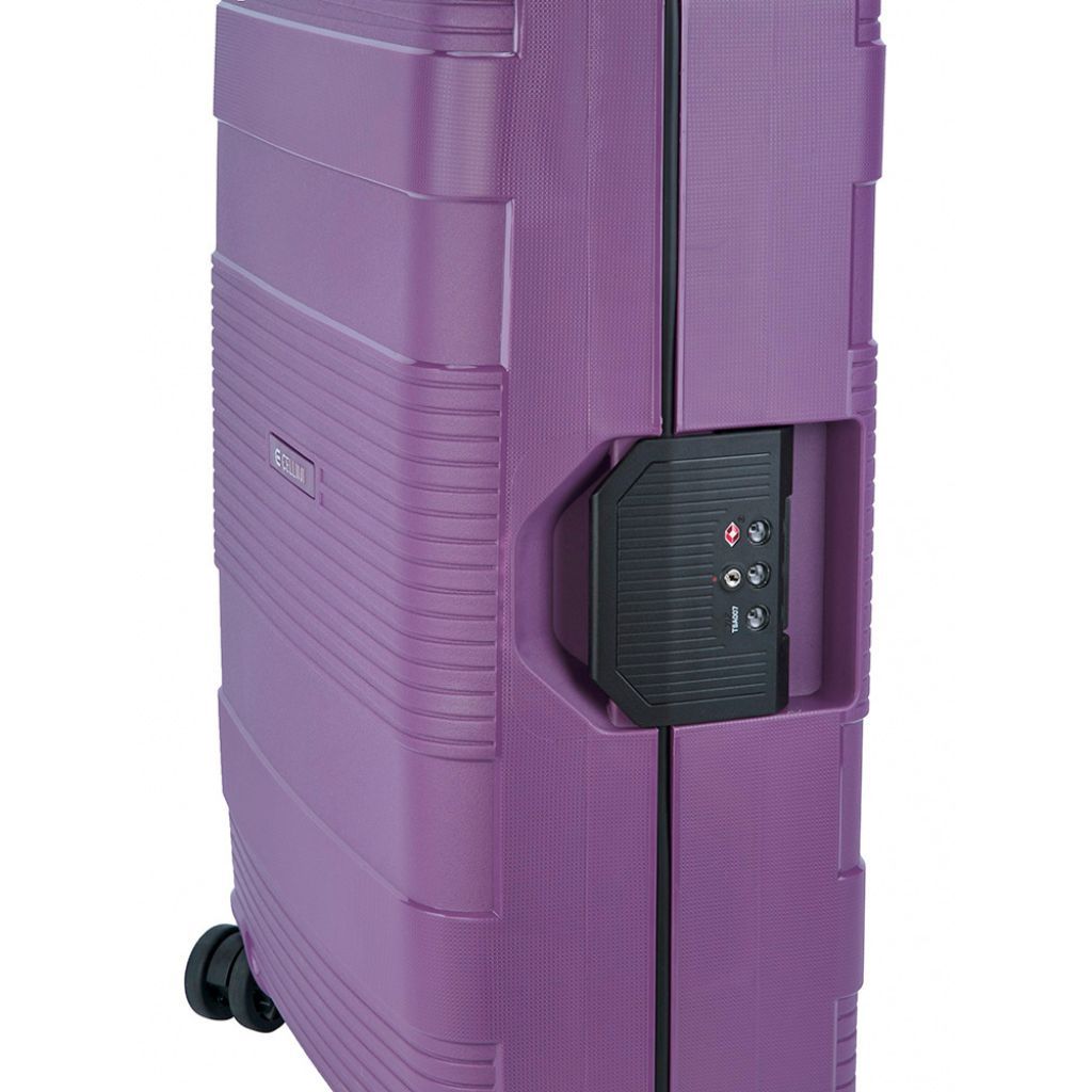 Cellini Safetech Zipperless Lock Medium 4 Wheel Trolley Case-Plum 80965.