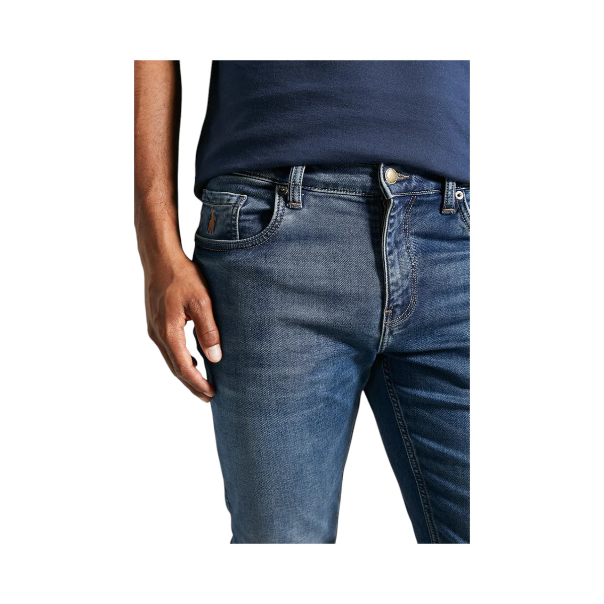Polo Knitted Slim Leg Denim Medium Wash 0055894