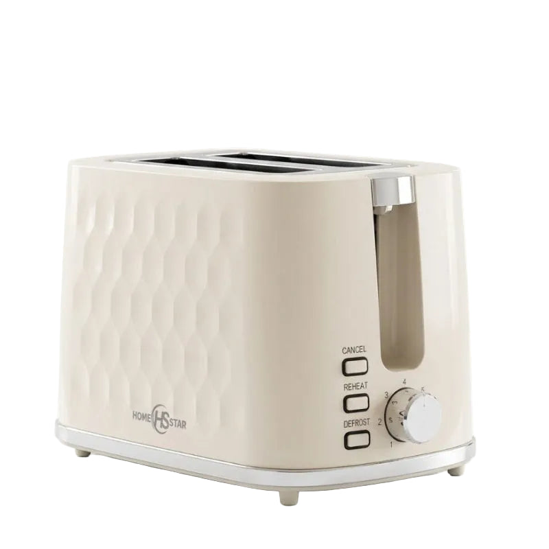 Homestar Electric Toaster 2 Slice Honeycomb Ivory HS-JY62100A.