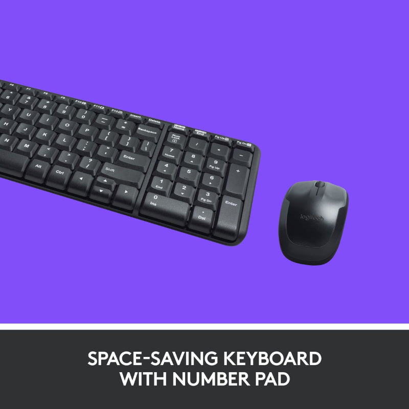 Logitech MK220 Compact Wireless Keyboard Mouse Desktop Set.
