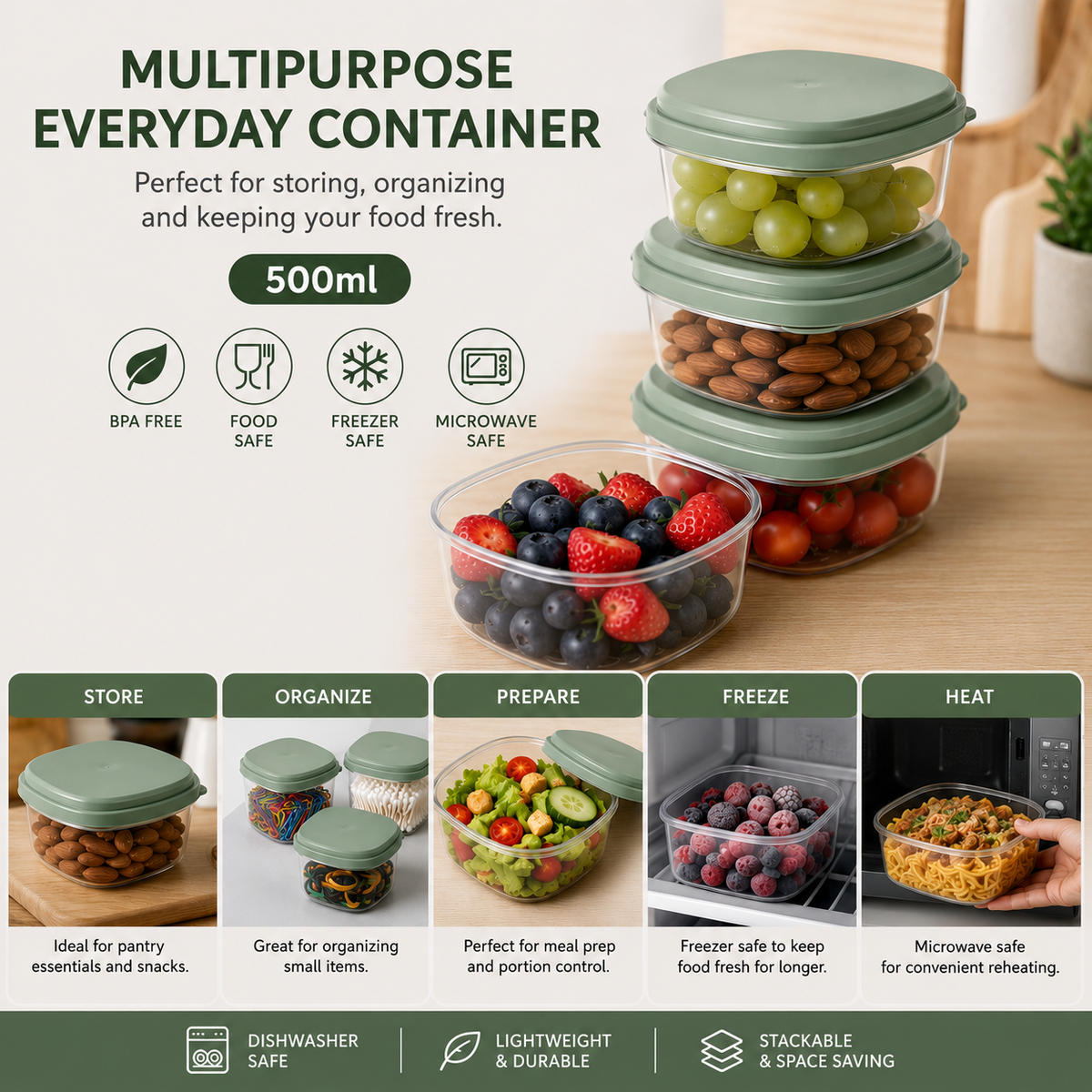 Sunplast Food Storage Container With Lids- 500ml SC-4232