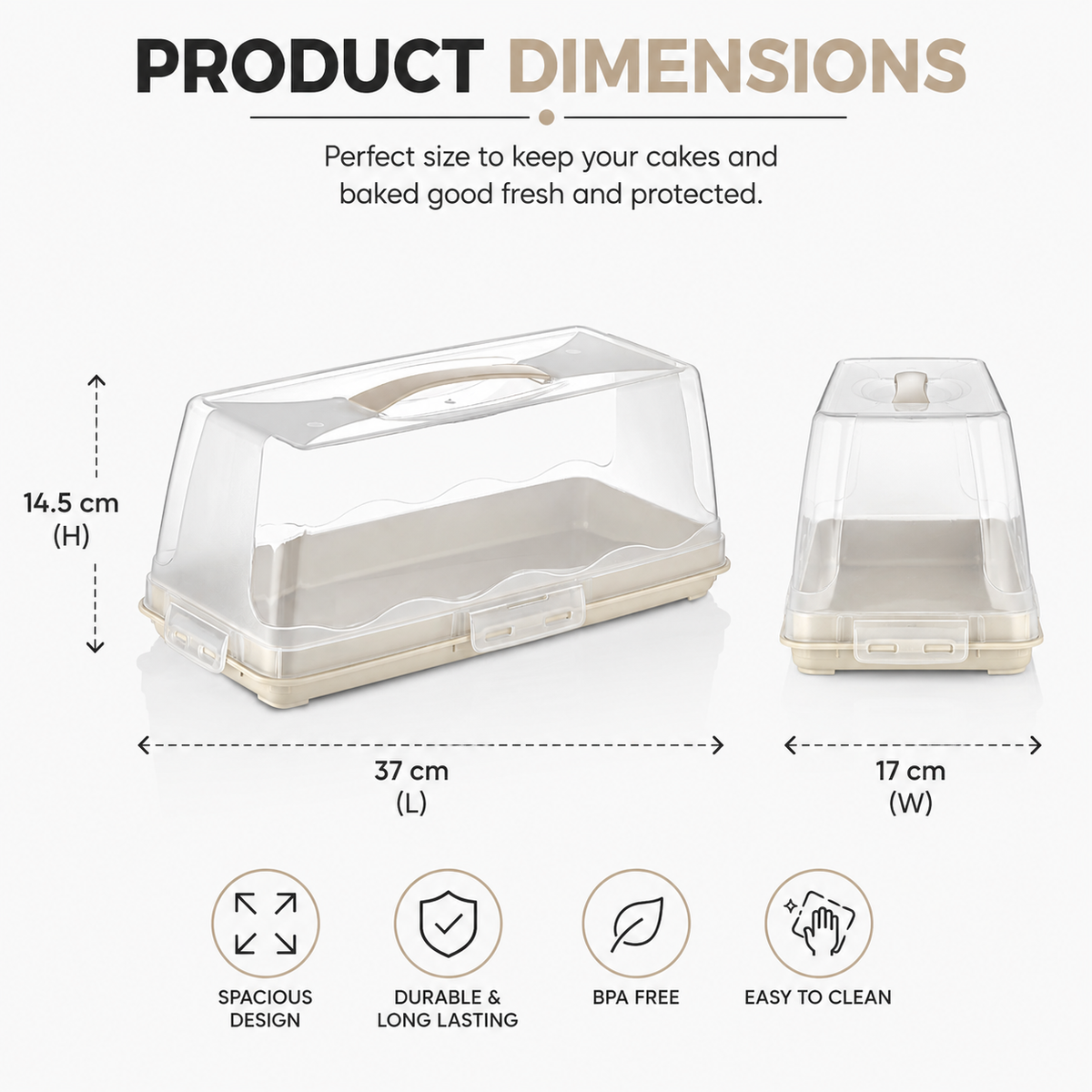 Sun Plast Baton Transparent Cake Box With Secure Lid - SC-405