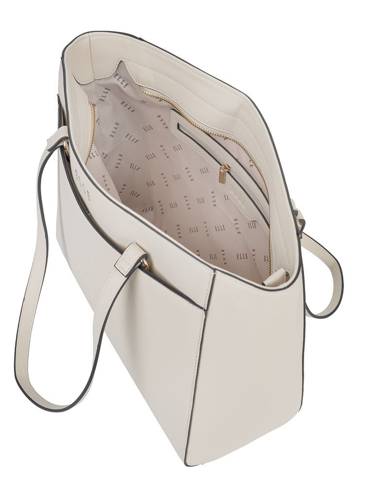 Elle  Embossed Tote Handbag Cream EL100101.