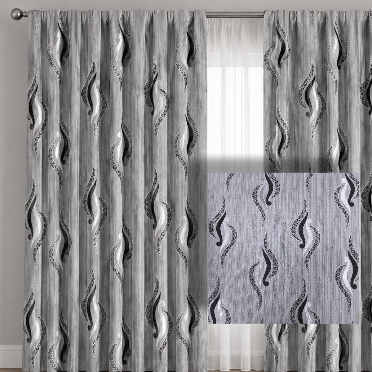 Fabric Turkish Curtain Swirl Stripe 280 cm.