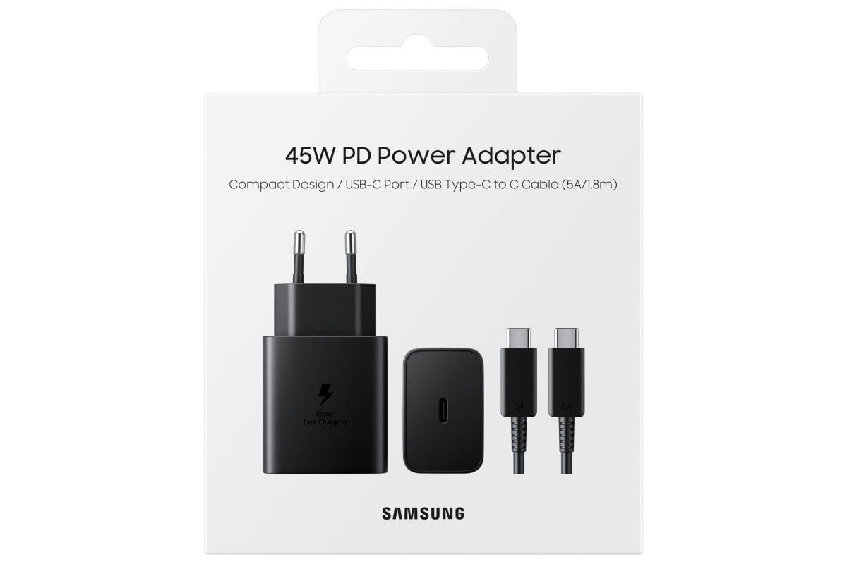 Samsung Charger Samsung Original 45W PD Wall Charger With 5A USB-C To USB-C Cable - Black (6981723160665)