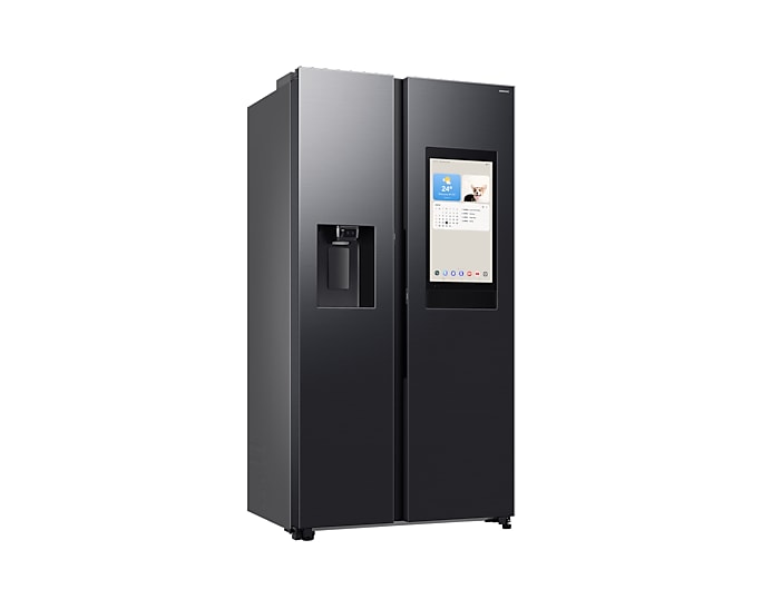 Samsung Fridge Samsung Bespoke AI Side by Side 21.5” Family Hub Screen Plumbed Black 594L RS90F64A2FFA