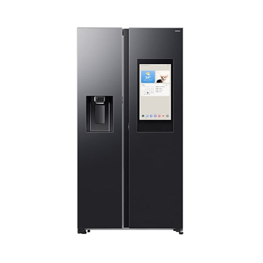 Samsung Fridge Samsung Bespoke AI Side by Side 21.5” Family Hub Screen Plumbed Black 594L RS90F64A2FFA