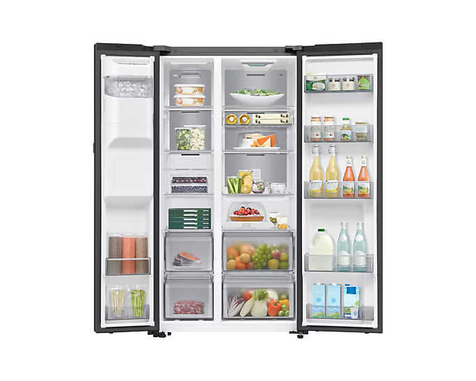 SAMSUNG Side by side fridge Bespoke AI Side by Side, 9” AI Home screen, Plumbed, Black , 594L
