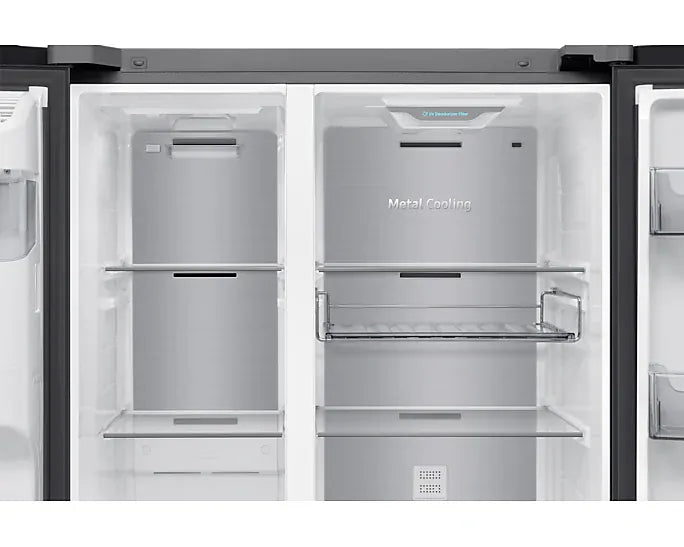 SAMSUNG Side by side fridge Bespoke AI Side by Side, 9” AI Home screen, Plumbed, Black , 594L